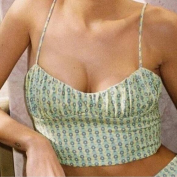 Zara Pastel Floral Printed Bustier Corset Inspired Tank Crop Top - Picture 1 of 6